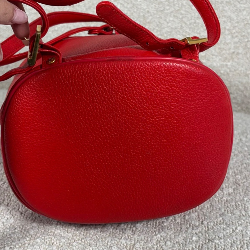 Authentic MCM Red Leather Studded Drawstring Backpack - Picture 8 of 10